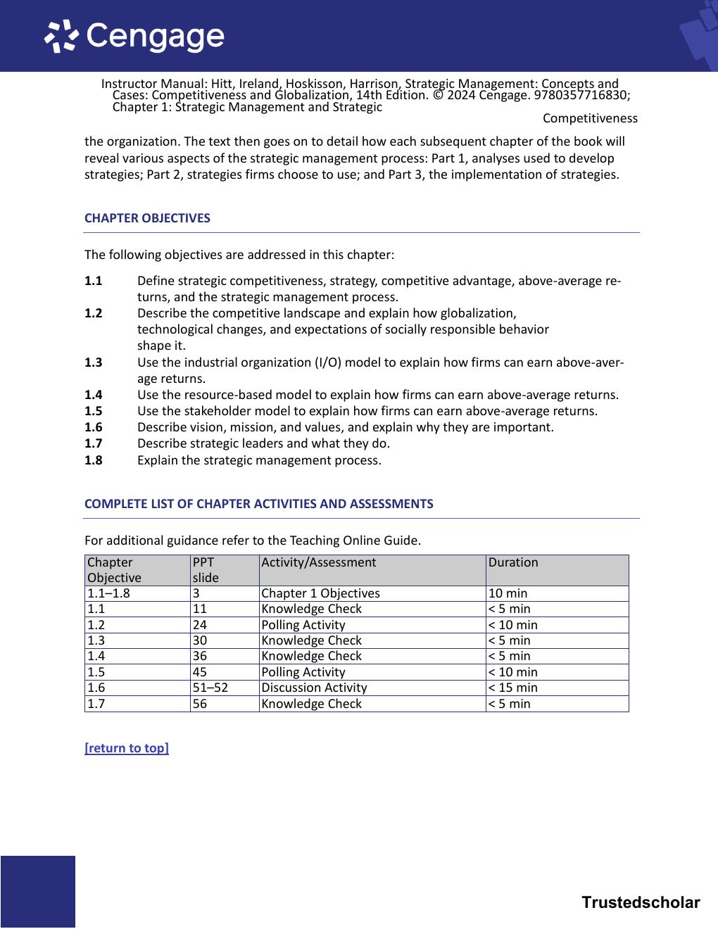 Preview page 3 of Instructor Manual — Strategic Management: Concepts and Cases: Competitiveness and Globalization, 14th Edition (Michael A