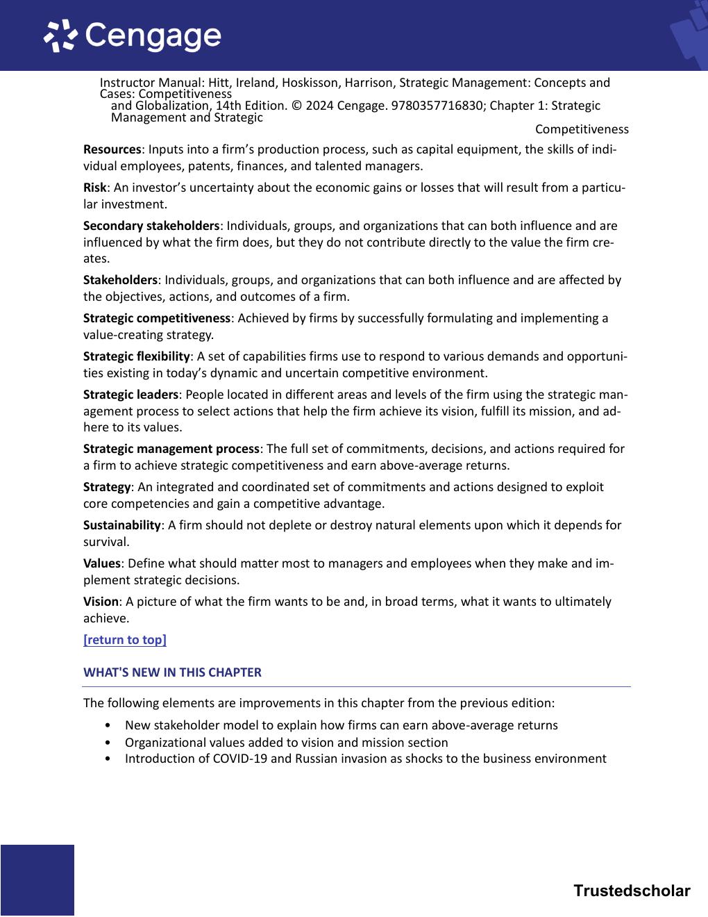 Preview page 5 of Instructor Manual — Strategic Management: Concepts and Cases: Competitiveness and Globalization, 14th Edition (Michael A