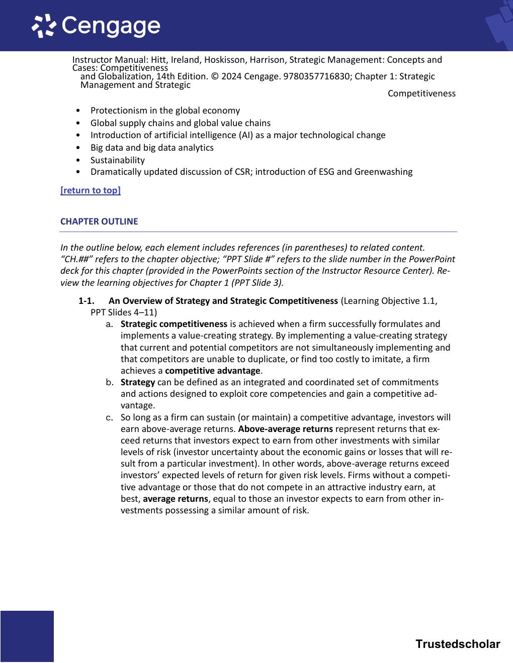 Preview page 6 of Instructor Manual — Strategic Management: Concepts and Cases: Competitiveness and Globalization, 14th Edition (Michael A