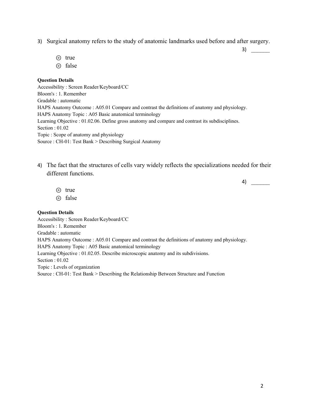 Preview page 2 of Test Bank Human Anatomy 2024 Release by Michael McKinley