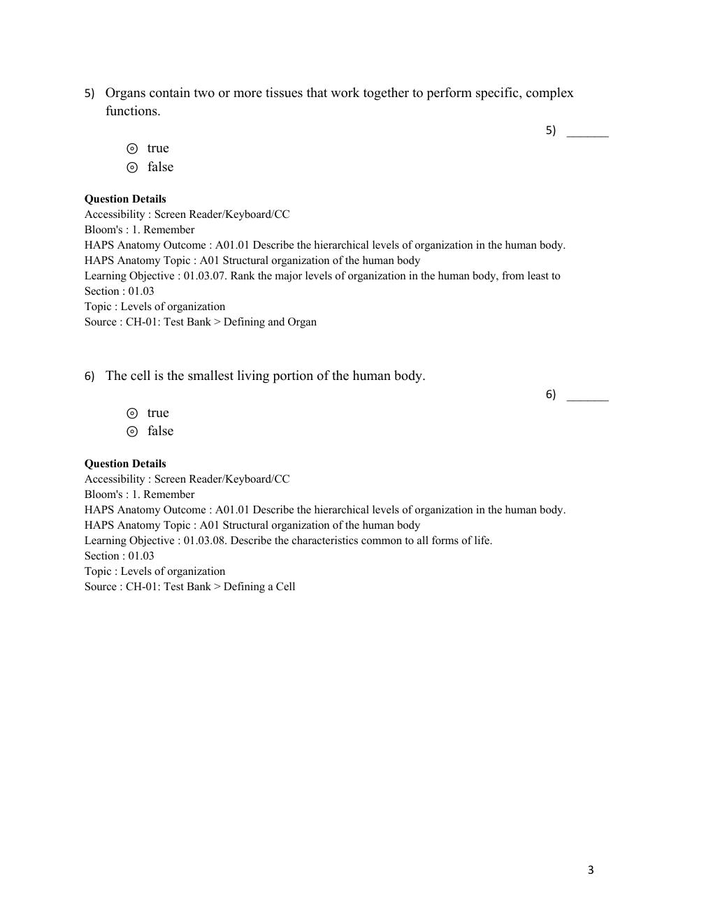 Preview page 3 of Test Bank Human Anatomy 2024 Release by Michael McKinley