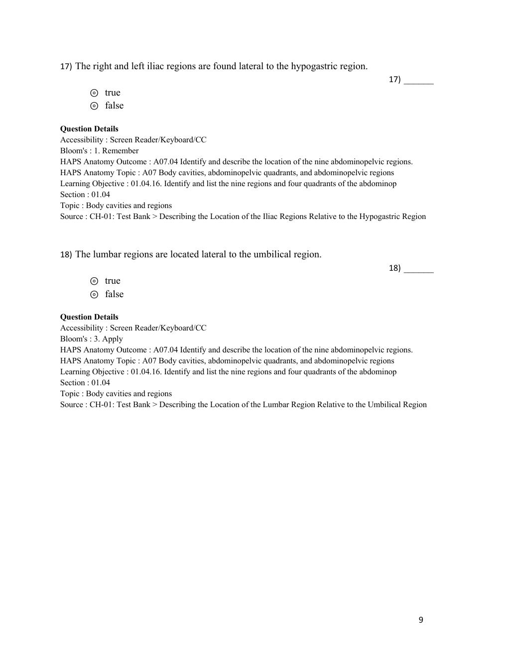 Preview page 9 of Test Bank Human Anatomy 2024 Release by Michael McKinley