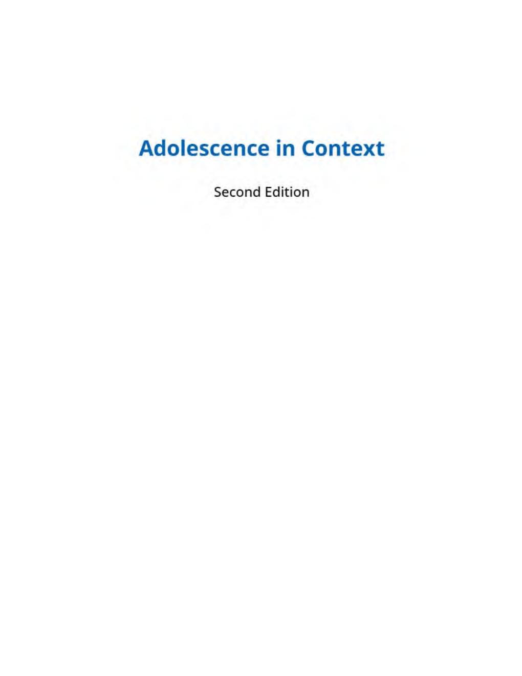Preview page 2 of Adolescence in Context 2nd Edition By Tara Kuther ISBN: 9781071913383