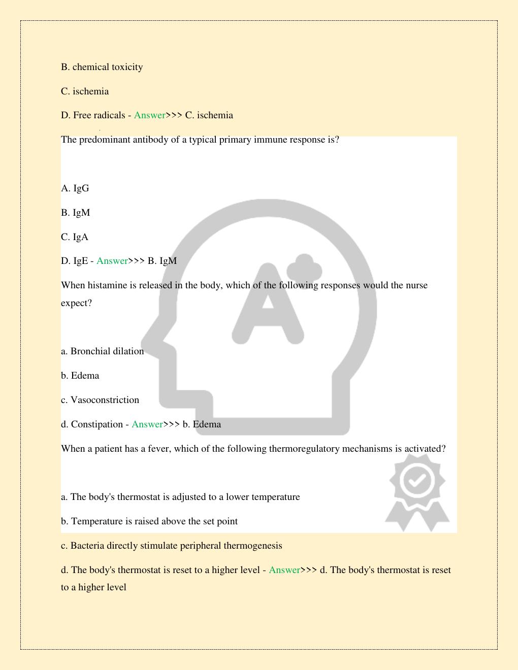 Preview page 3 of NUR 3129 PATHOPHYSIOLOGY POST-TEST NURSING EXAM LATEST 2026/2027 ALL STUDY QUESTIONS WITH CORRECT SOLUTIONS TOP RATED 10
