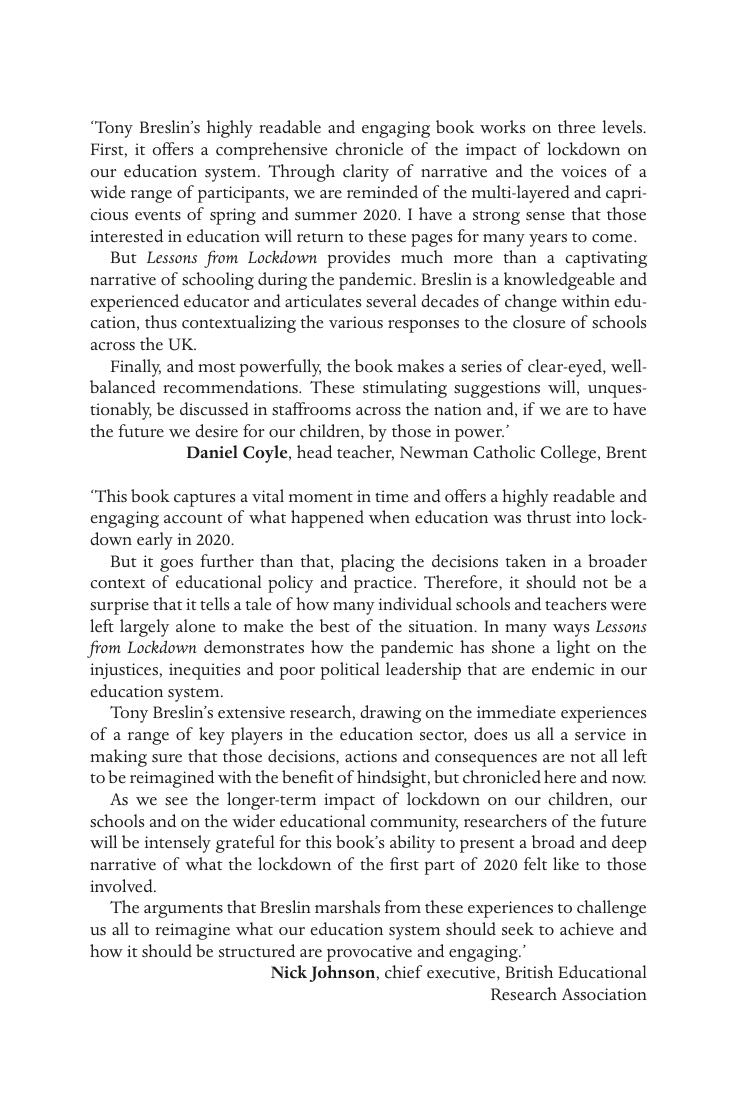 Preview page 2 of E BOOK Lessons from Lockdown 1st Edition by Tony Breslin