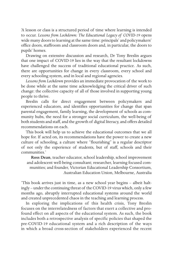 Preview page 3 of E BOOK Lessons from Lockdown 1st Edition by Tony Breslin