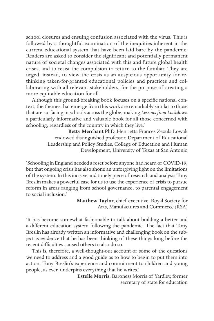 Preview page 4 of E BOOK Lessons from Lockdown 1st Edition by Tony Breslin