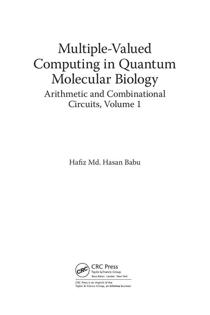 Preview page 4 of E book Multiple Valued Computing in Quantum Molecular Biology Arithmetic and Combinational Circuits Hardcover 1st volume