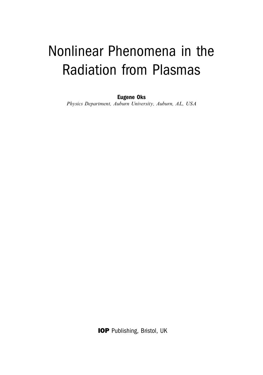 Preview page 4 of E book Nonlinear Phenomena in the Radiation from Plasmas by Eugene Oks