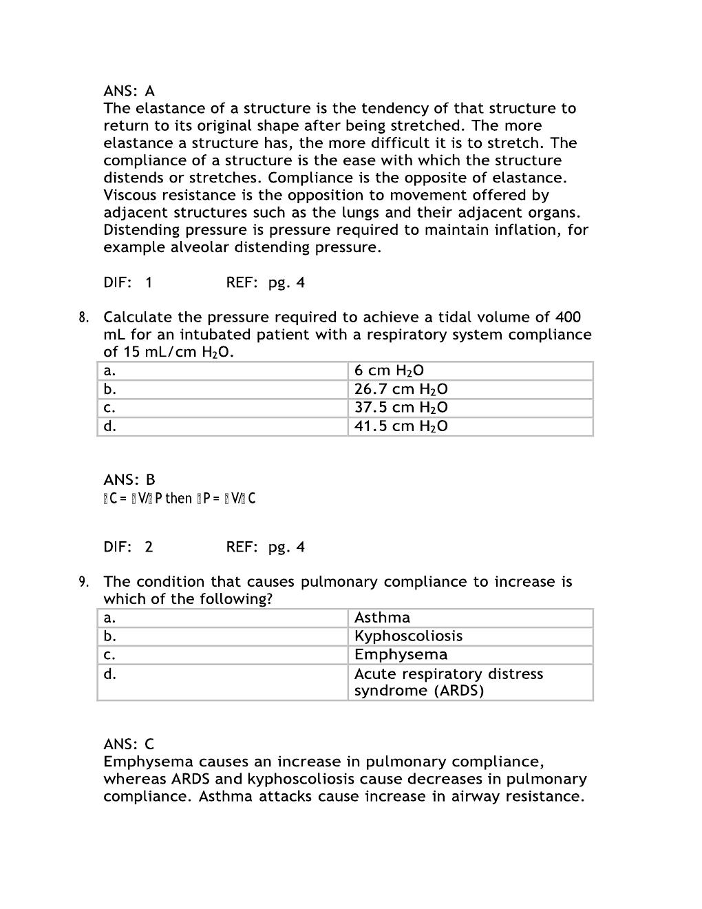 Preview page 5 of Test Bank For Pilbeam's Mechanical Ventilation 8th Edition By Cairo