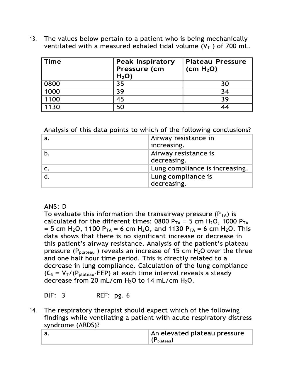 Preview page 8 of Test Bank For Pilbeam's Mechanical Ventilation 8th Edition By Cairo