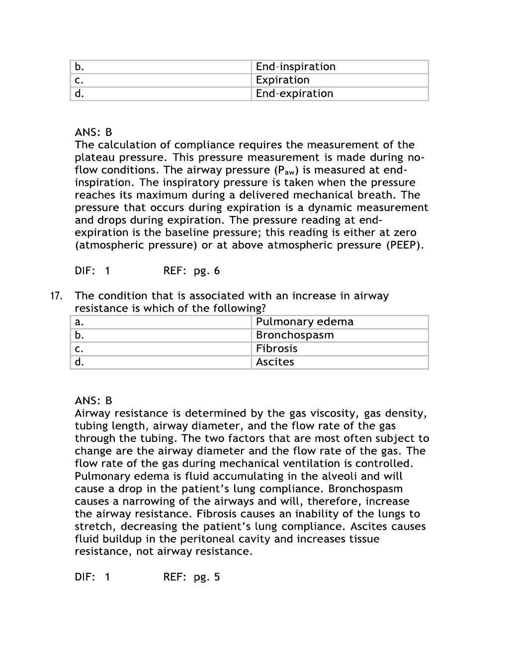 Preview page 10 of Test Bank For Pilbeam's Mechanical Ventilation 8th Edition By Cairo