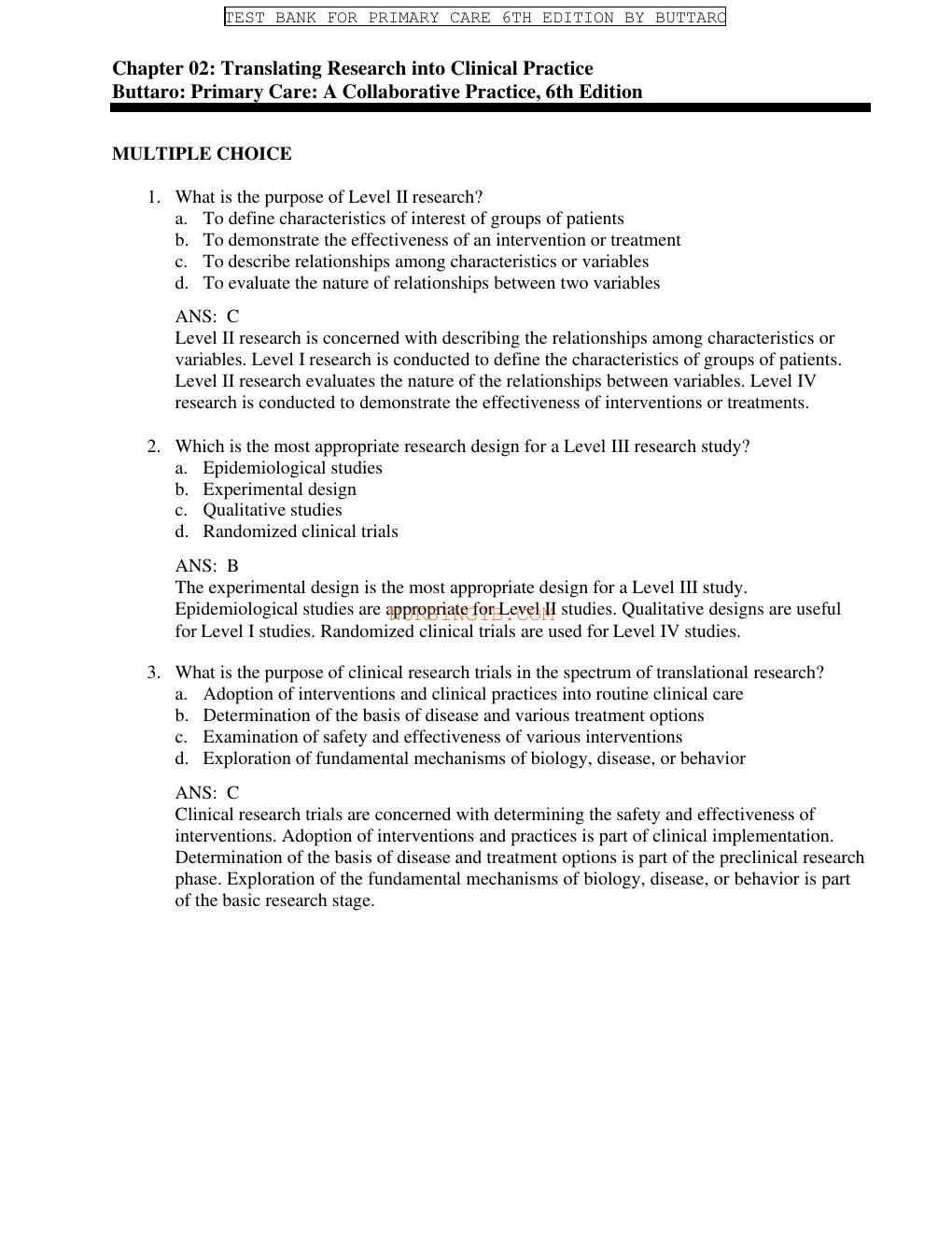 Preview page 3 of Test Bank For PRIMARY CARE INTERPROFESSIONAL  COLLABORATIVE PRECTICE 6TH EDITION BY TERRY MAHAN BUTTARO | ALL  CHAPTERS