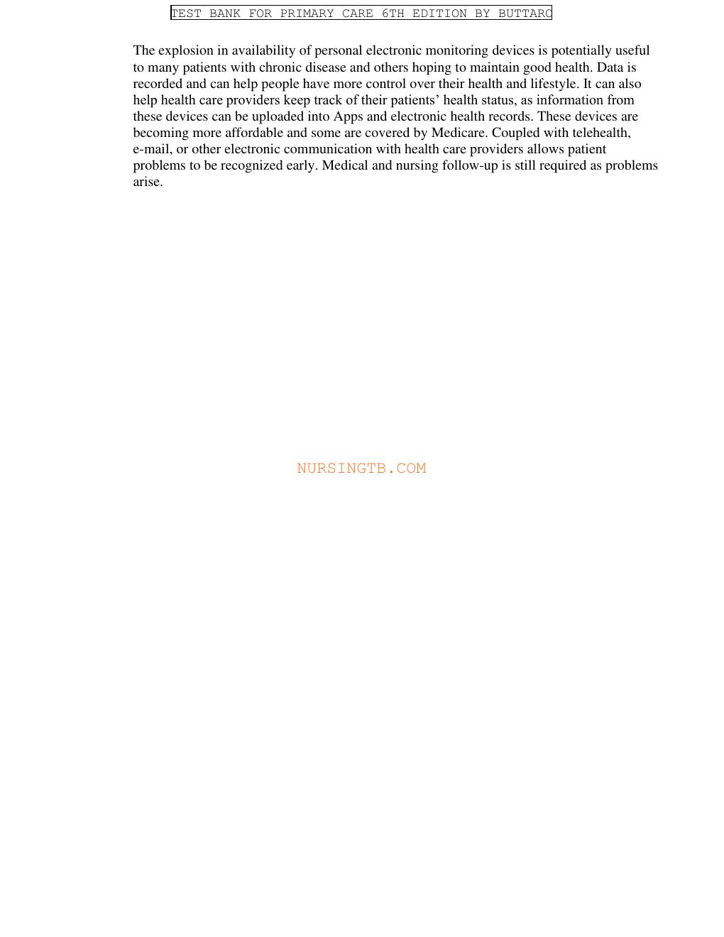 Preview page 6 of Test Bank For PRIMARY CARE INTERPROFESSIONAL  COLLABORATIVE PRECTICE 6TH EDITION BY TERRY MAHAN BUTTARO | ALL  CHAPTERS