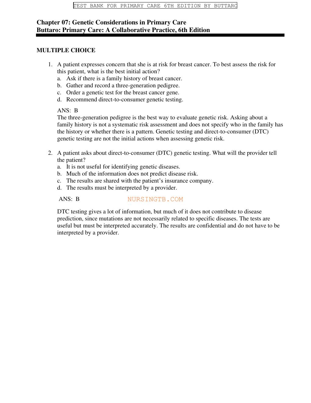Preview page 9 of Test Bank For PRIMARY CARE INTERPROFESSIONAL  COLLABORATIVE PRECTICE 6TH EDITION BY TERRY MAHAN BUTTARO | ALL  CHAPTERS