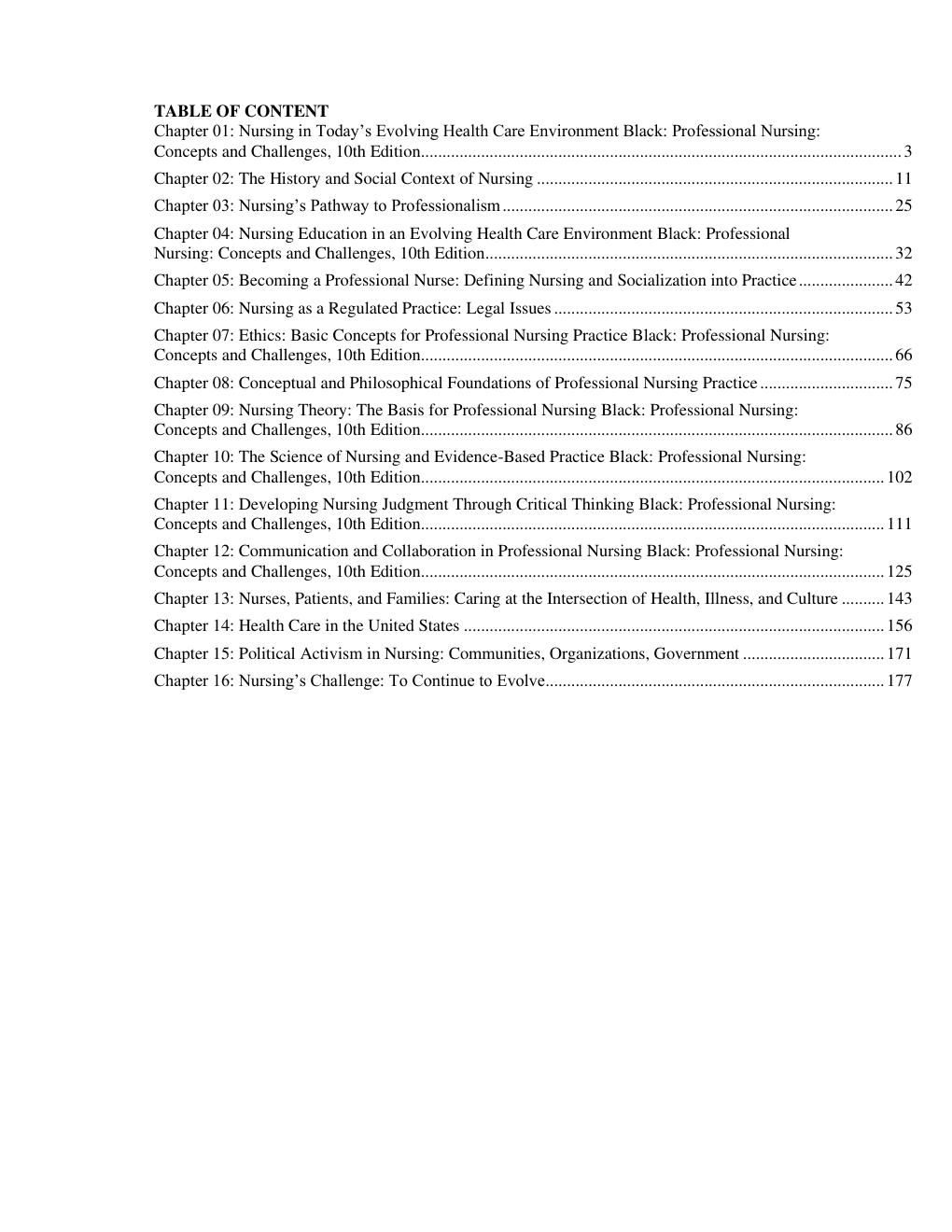 Preview page 2 of Test Bank For Professional Nursing: Concepts & Challenges, 10th Edition  BY  Beth Black