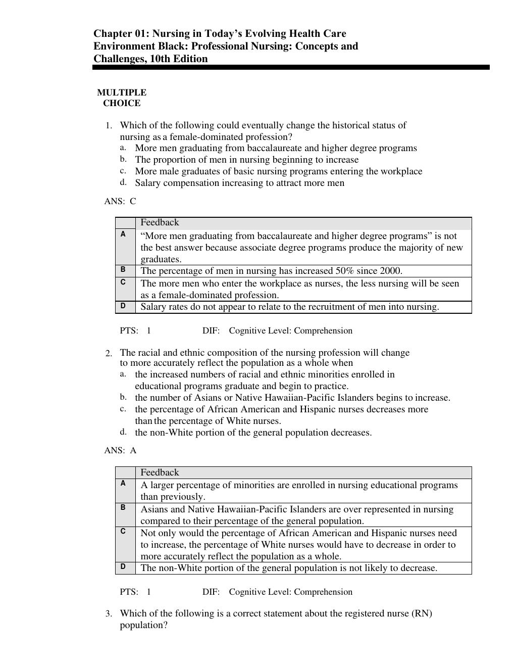 Preview page 3 of Test Bank For Professional Nursing: Concepts & Challenges, 10th Edition  BY  Beth Black