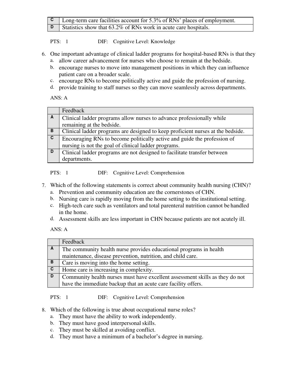 Preview page 5 of Test Bank For Professional Nursing: Concepts & Challenges, 10th Edition  BY  Beth Black