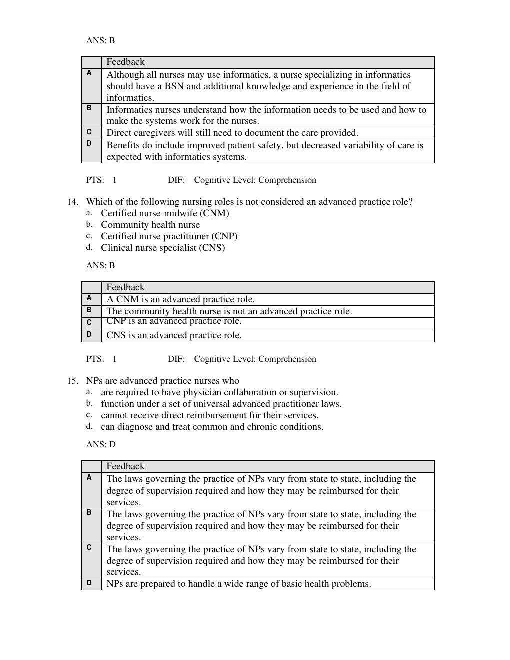 Preview page 8 of Test Bank For Professional Nursing: Concepts & Challenges, 10th Edition  BY  Beth Black