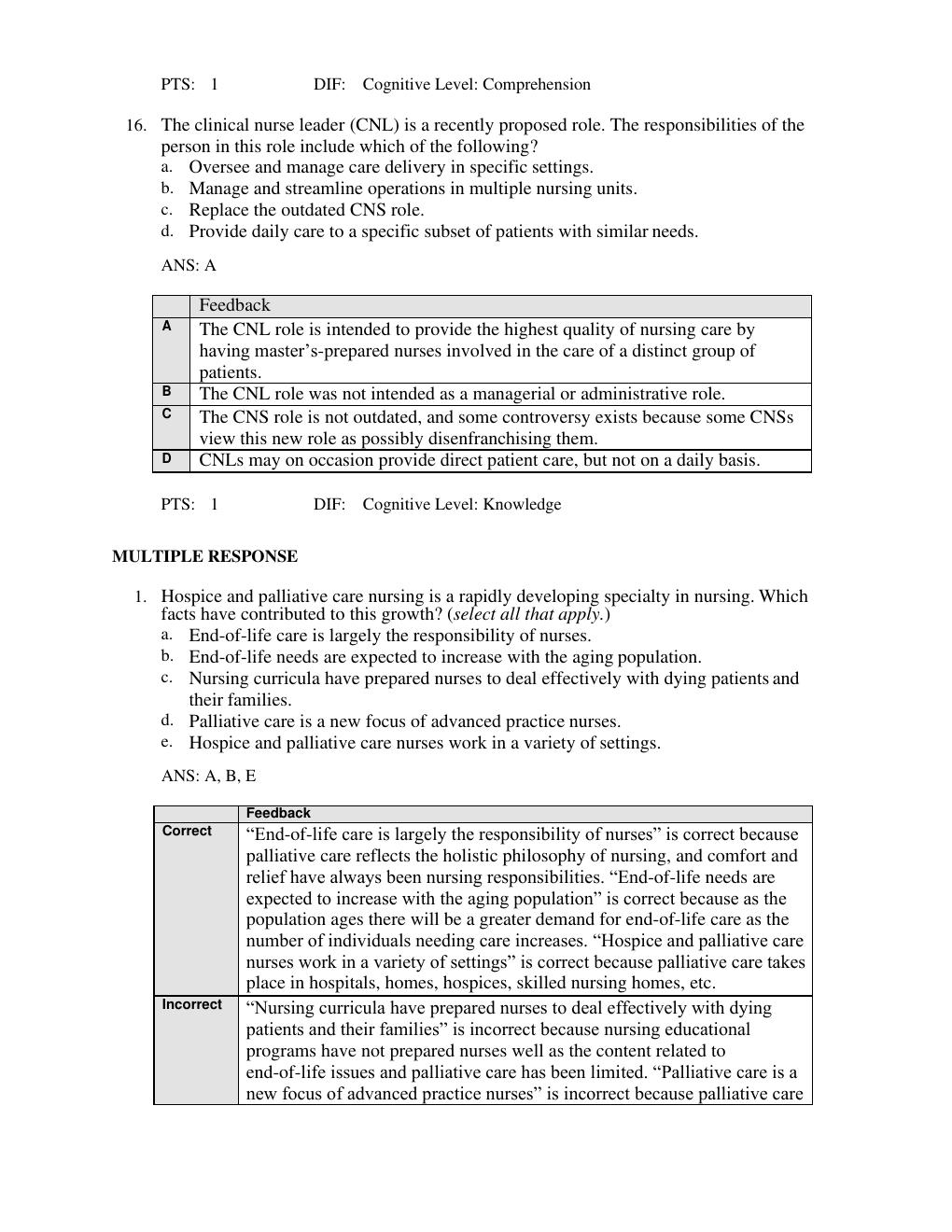 Preview page 9 of Test Bank For Professional Nursing: Concepts & Challenges, 10th Edition  BY  Beth Black