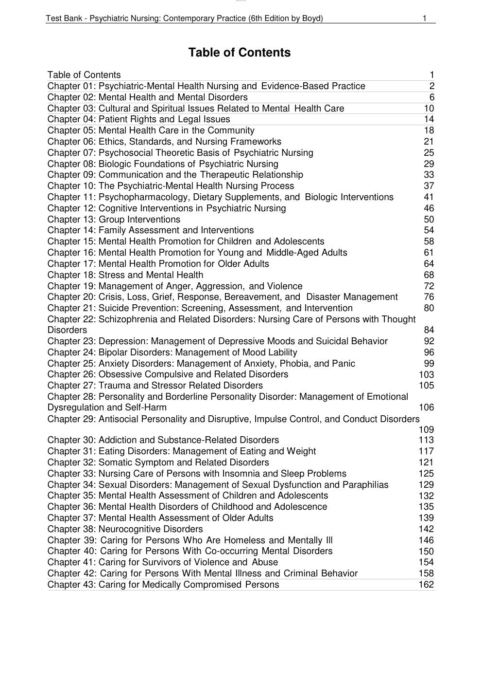 Preview page 2 of Test Bank - Psychiatric Nursing: Contemporary Practice 6th Edition by Boyd