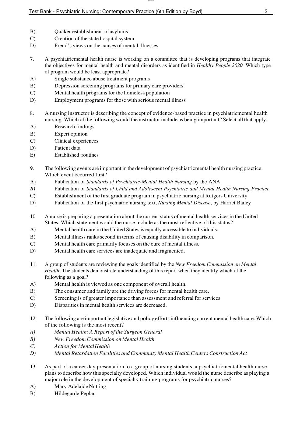 Preview page 4 of Test Bank - Psychiatric Nursing: Contemporary Practice 6th Edition by Boyd