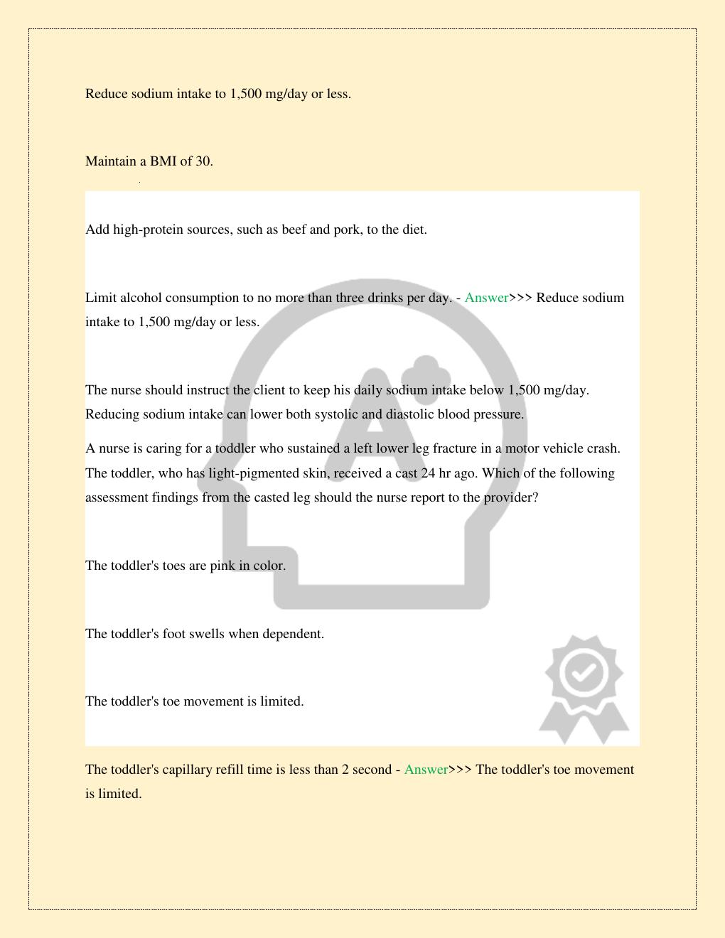 Preview page 7 of ATI NURSING TESTING LEVEL 2 PROCTORED TEST EXAM LATEST 2026/2027 COMPLETE STUDY QUESTIONS WITH VERIFIED CORRECT SOLUTION