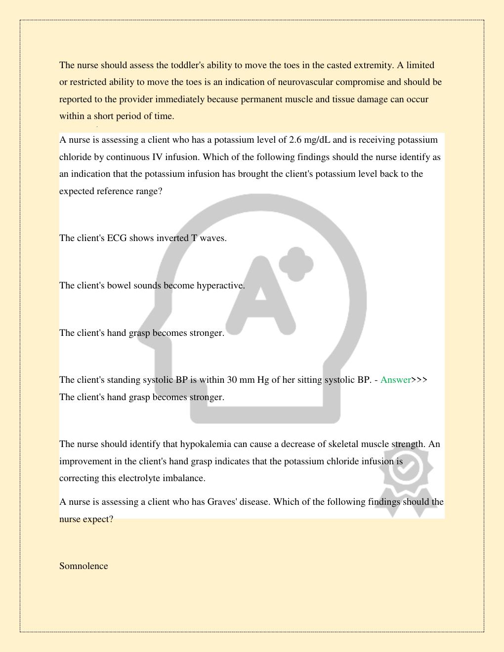 Preview page 8 of ATI NURSING TESTING LEVEL 2 PROCTORED TEST EXAM LATEST 2026/2027 COMPLETE STUDY QUESTIONS WITH VERIFIED CORRECT SOLUTION