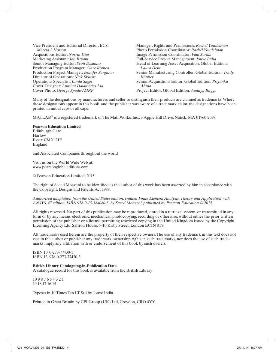 Preview page 5 of Finite Element Analysis: Theory and Application with ANSYS, Global Edition By Saeed Moaveni eBook PDF