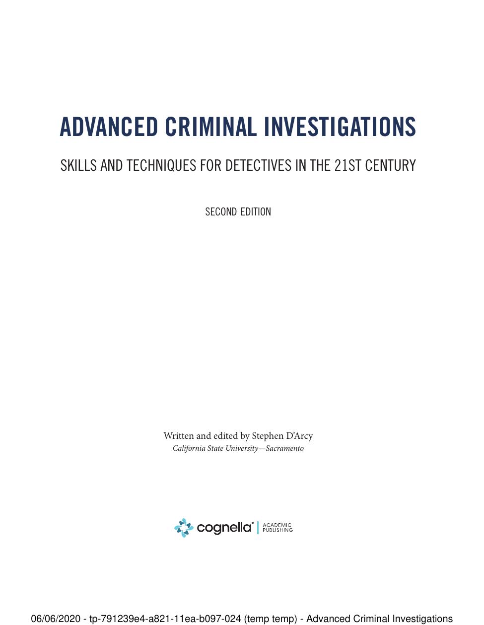 Preview page 2 of Advanced Criminal Investigations 2nd Edition By Stephen D'Arcy