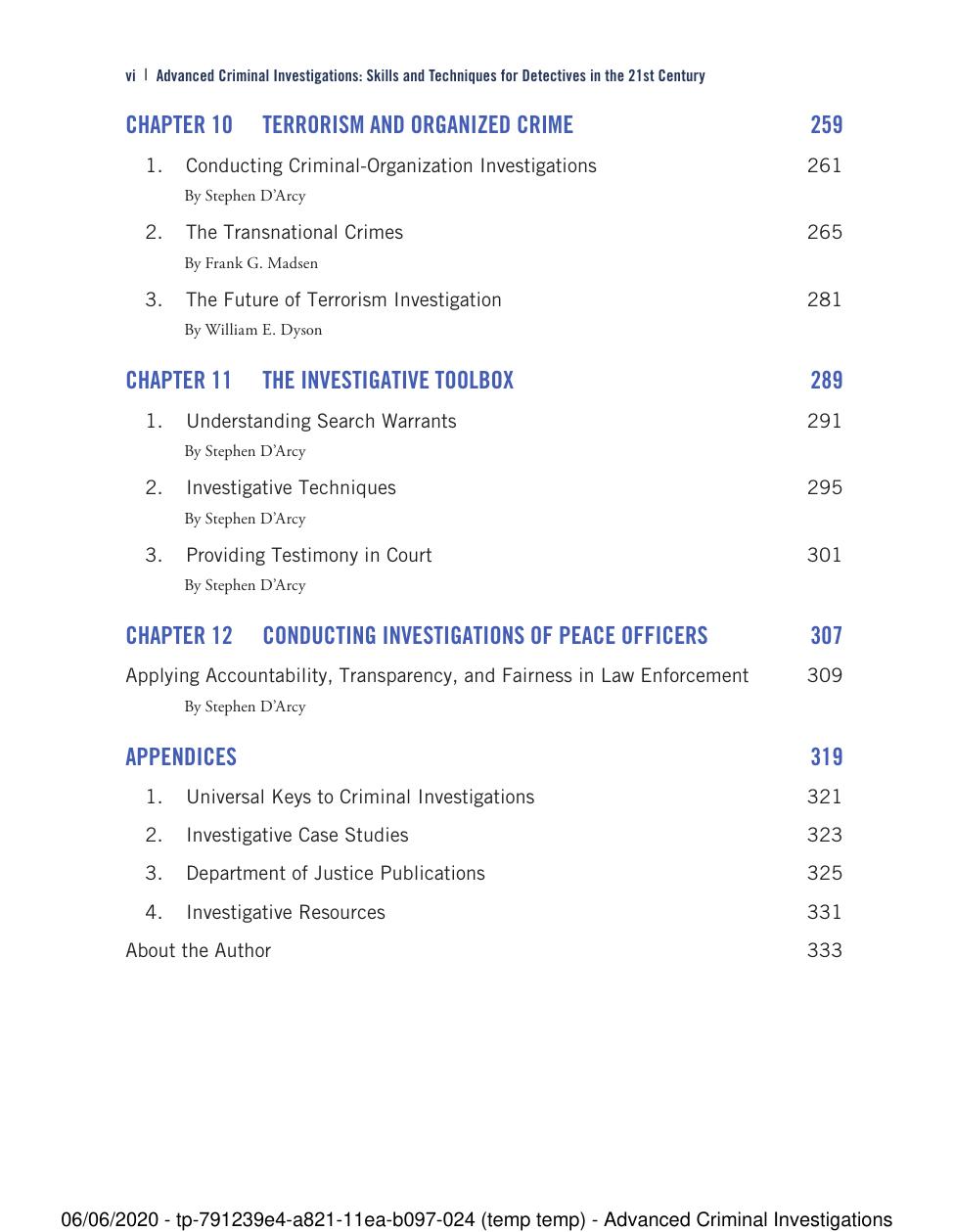 Preview page 7 of Advanced Criminal Investigations 2nd Edition By Stephen D'Arcy
