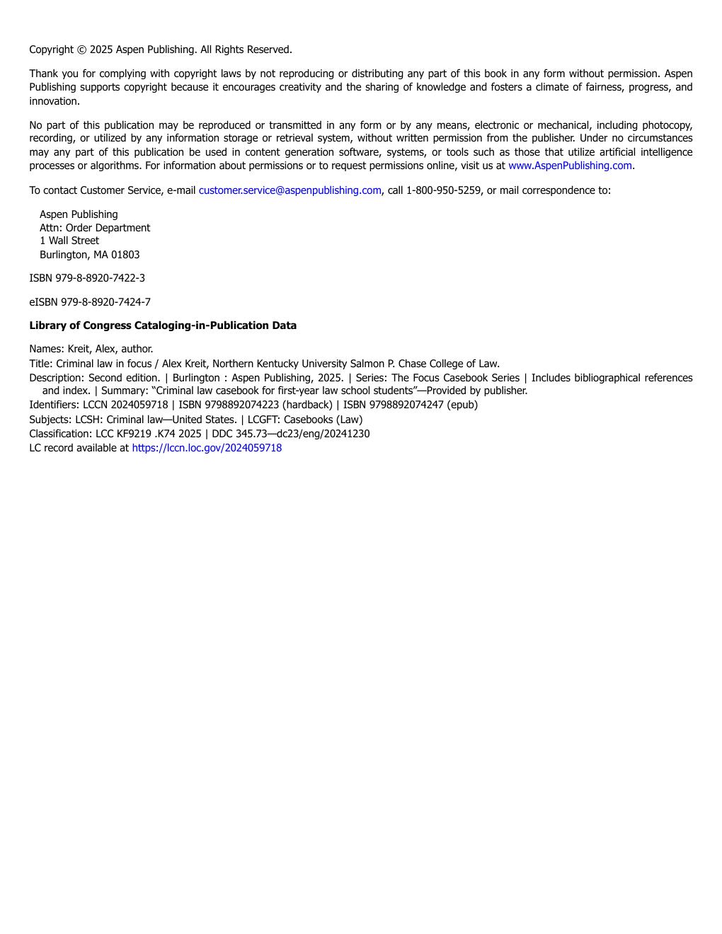 Preview page 5 of Criminal Law in Focus 2nd Edition By Alex Kreit