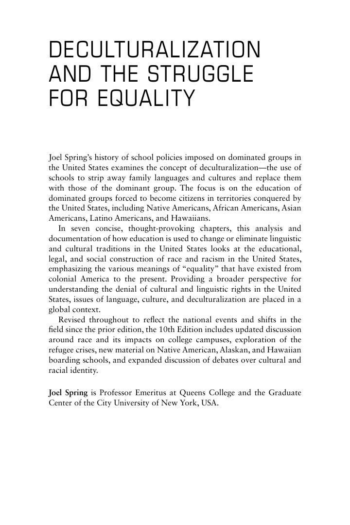 Preview page 2 of Deculturalization and the Struggle for Equality 10th Edition By Joel Spring