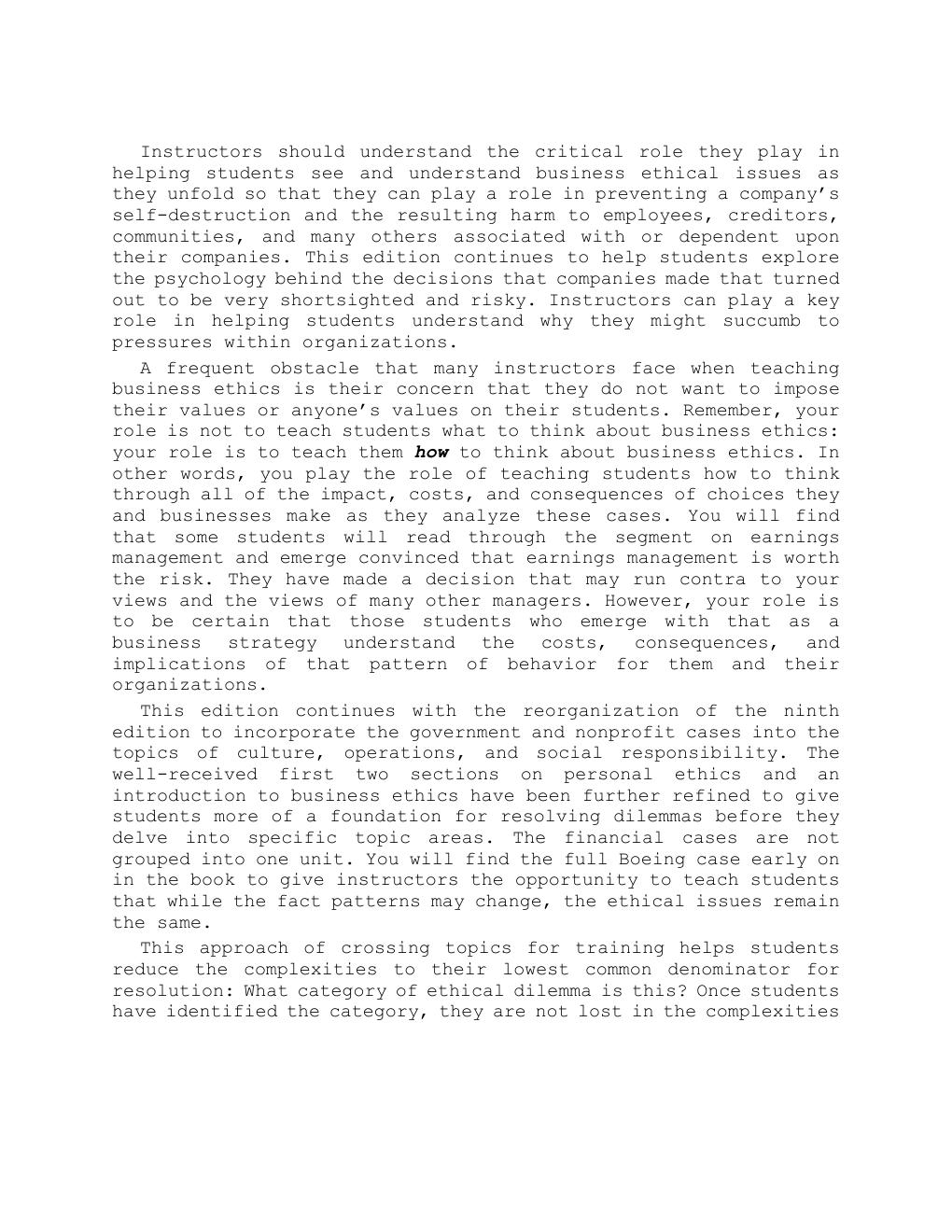 Preview page 6 of Solution Manual For Business Ethics,  Case Studies and Selected Readings,  10th Edition by Marianne M. Jennings All Chap