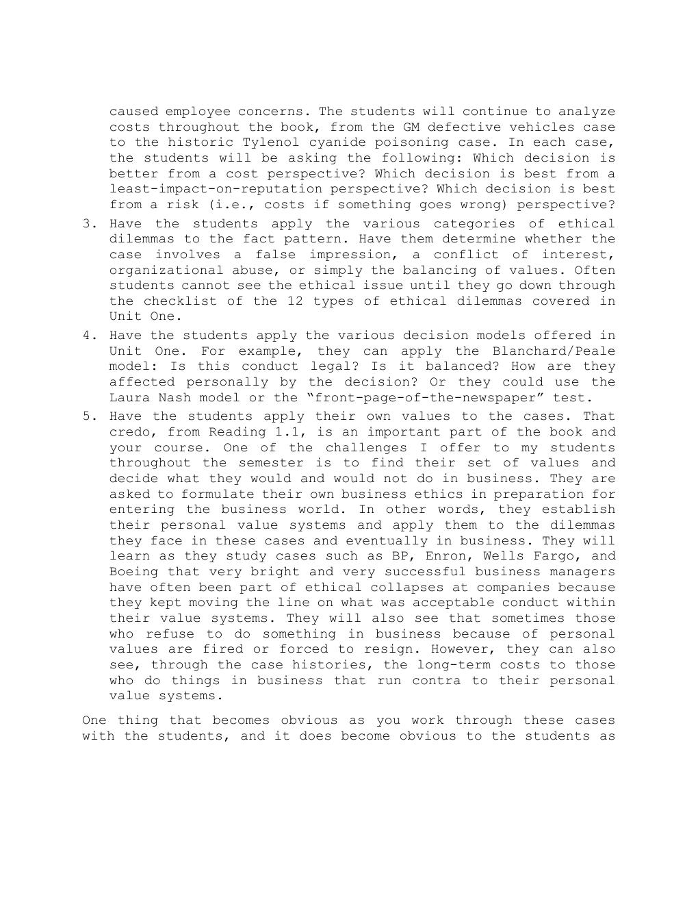 Preview page 8 of Solution Manual For Business Ethics,  Case Studies and Selected Readings,  10th Edition by Marianne M. Jennings All Chap