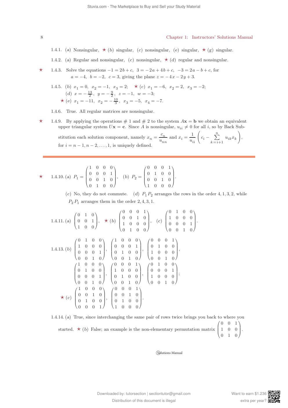 Preview page 10 of Instructors’ Solutions Manual for Applied Linear Algebra 2nd Edition By Peter J.Olver and Chehrzad Shakiban (All Chapter