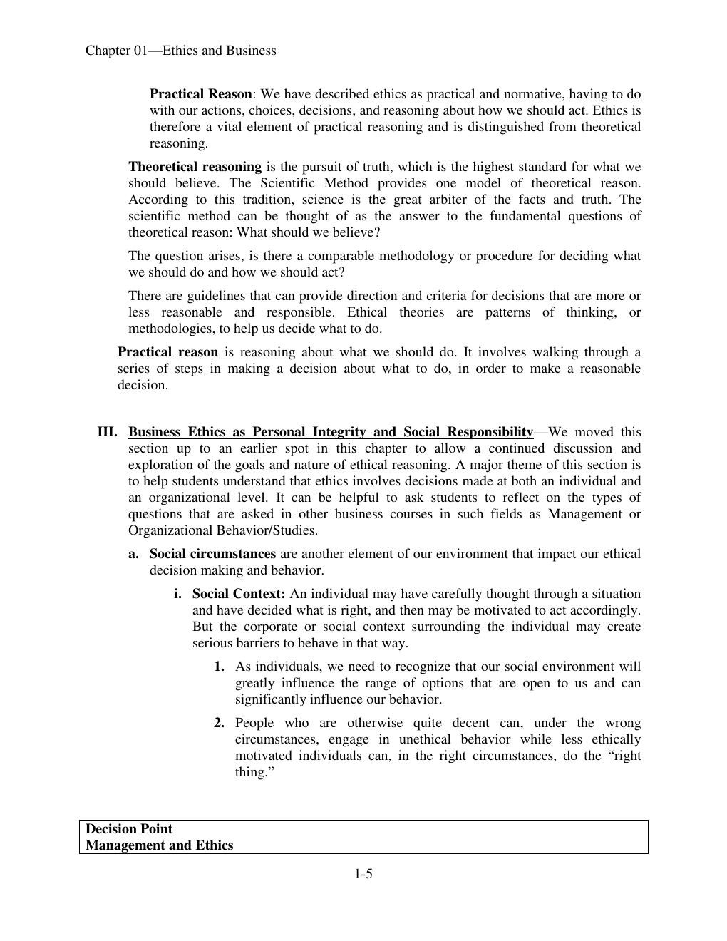 Preview page 6 of Solution Manual For Business Ethics Decision Making  for Personal Integrity & Social  Responsibility,  6th Edition by La