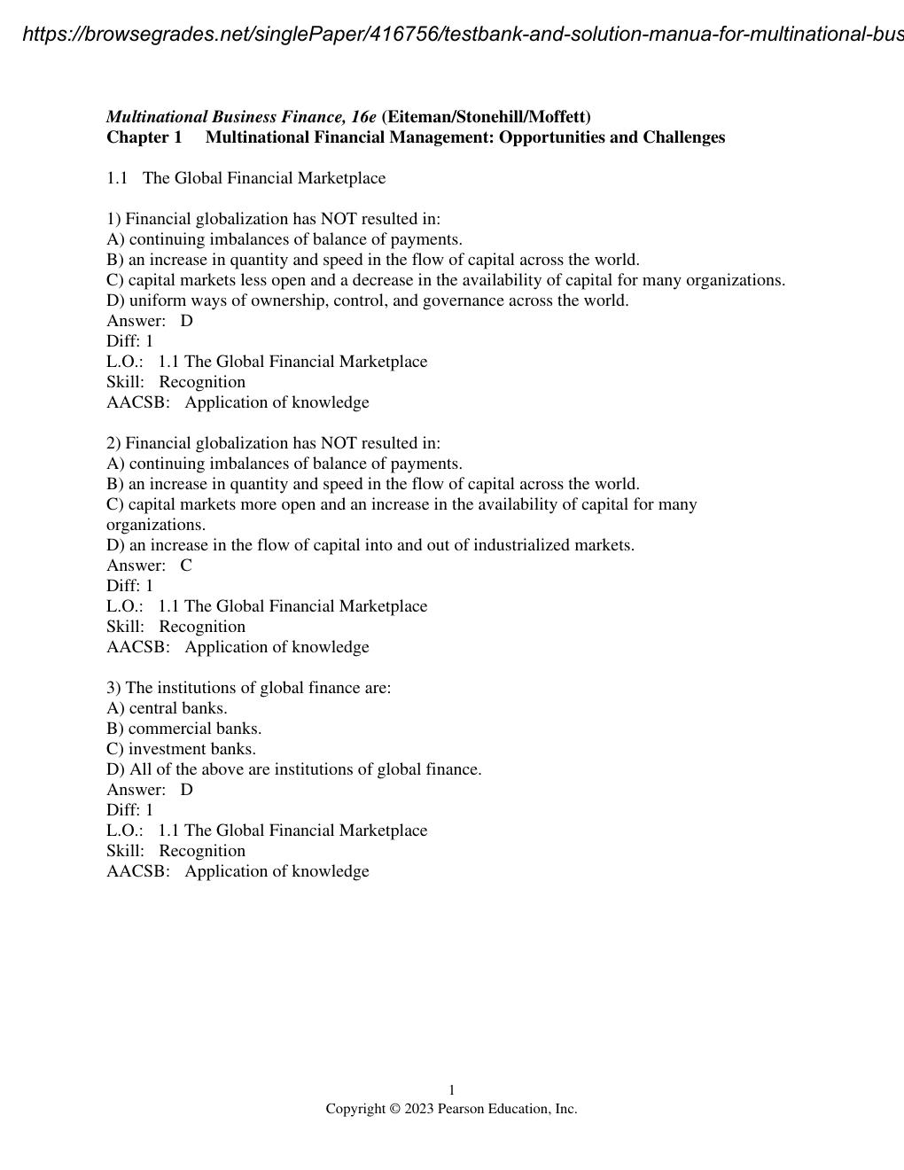 Preview page 2 of Test Bank & Solution Manual For Multinational Business Finance 16th Edition By David k. Eiteman Stamped - (All Chapters)