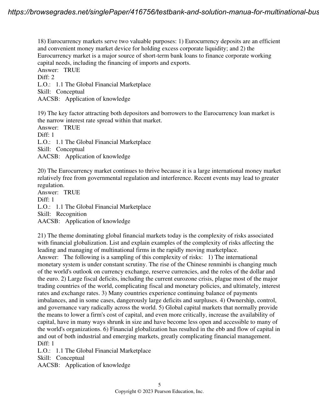 Preview page 6 of Test Bank & Solution Manual For Multinational Business Finance 16th Edition By David k. Eiteman Stamped - (All Chapters)