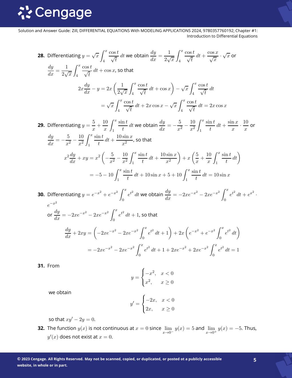 Preview page 6 of Solution Manual For A First Course in Differential Equations with Modeling Applications, 12th Edition by Dennis G. Zill
