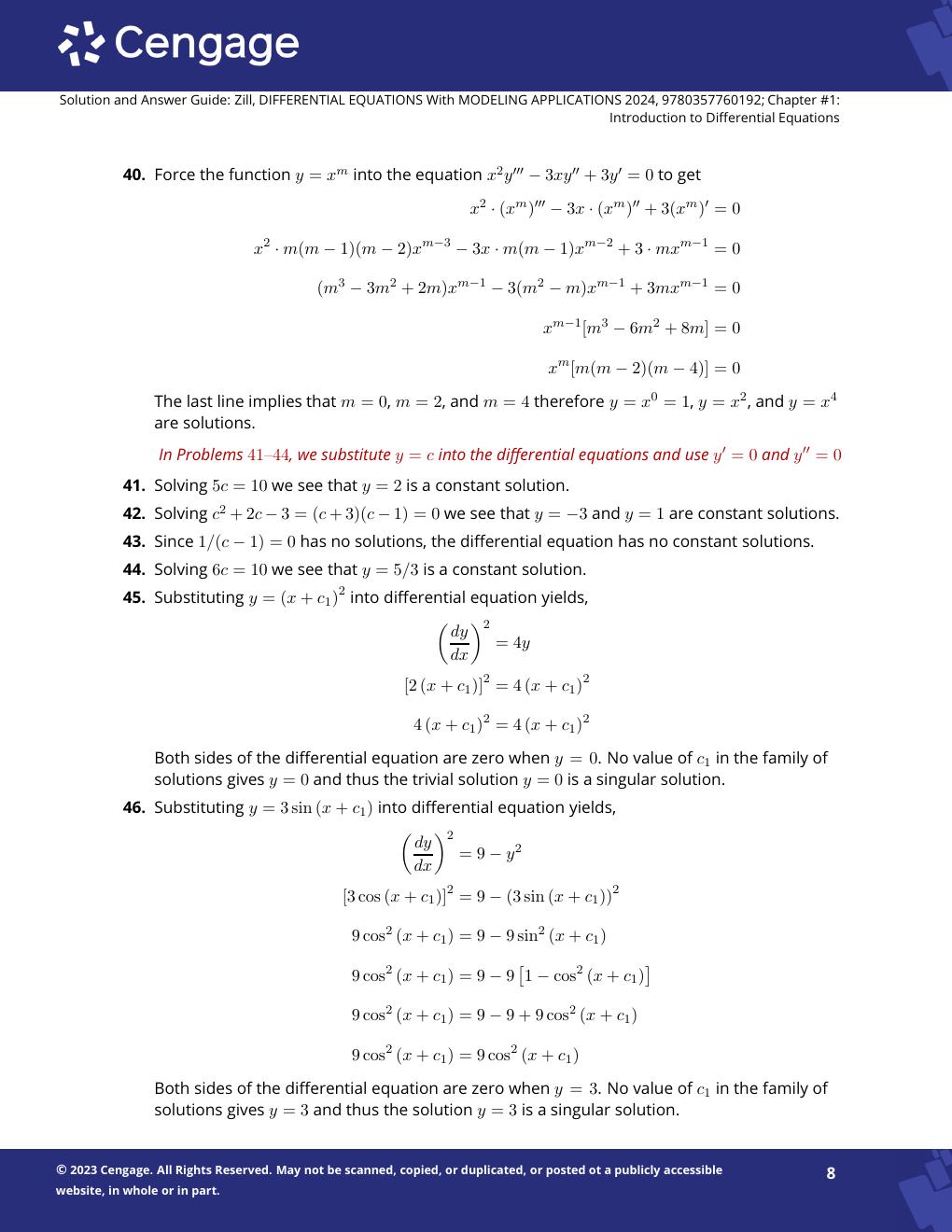 Preview page 9 of Solution Manual For A First Course in Differential Equations with Modeling Applications, 12th Edition by Dennis G. Zill