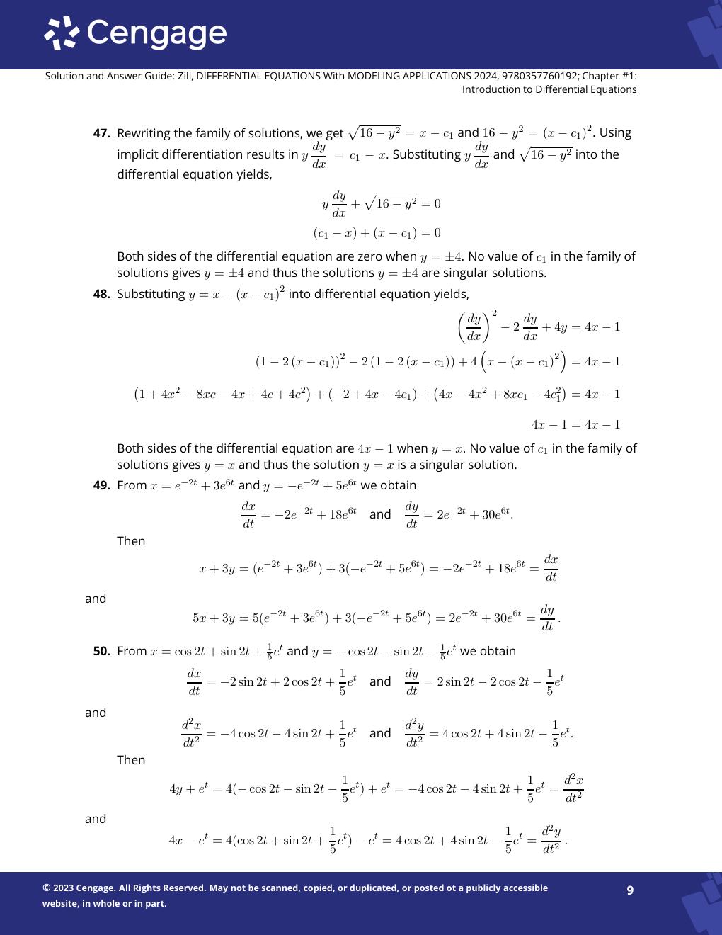 Preview page 10 of Solution Manual For A First Course in Differential Equations with Modeling Applications, 12th Edition by Dennis G. Zill