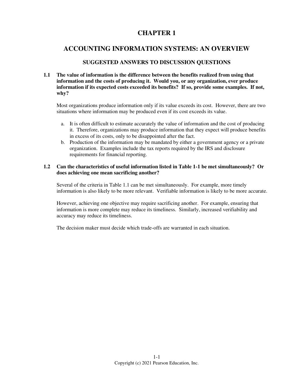Preview page 4 of Instructor’s Solutions Manual for Accounting Information Systems 15th Edition by Marshall B Romney, Paul J. Steinbart, S