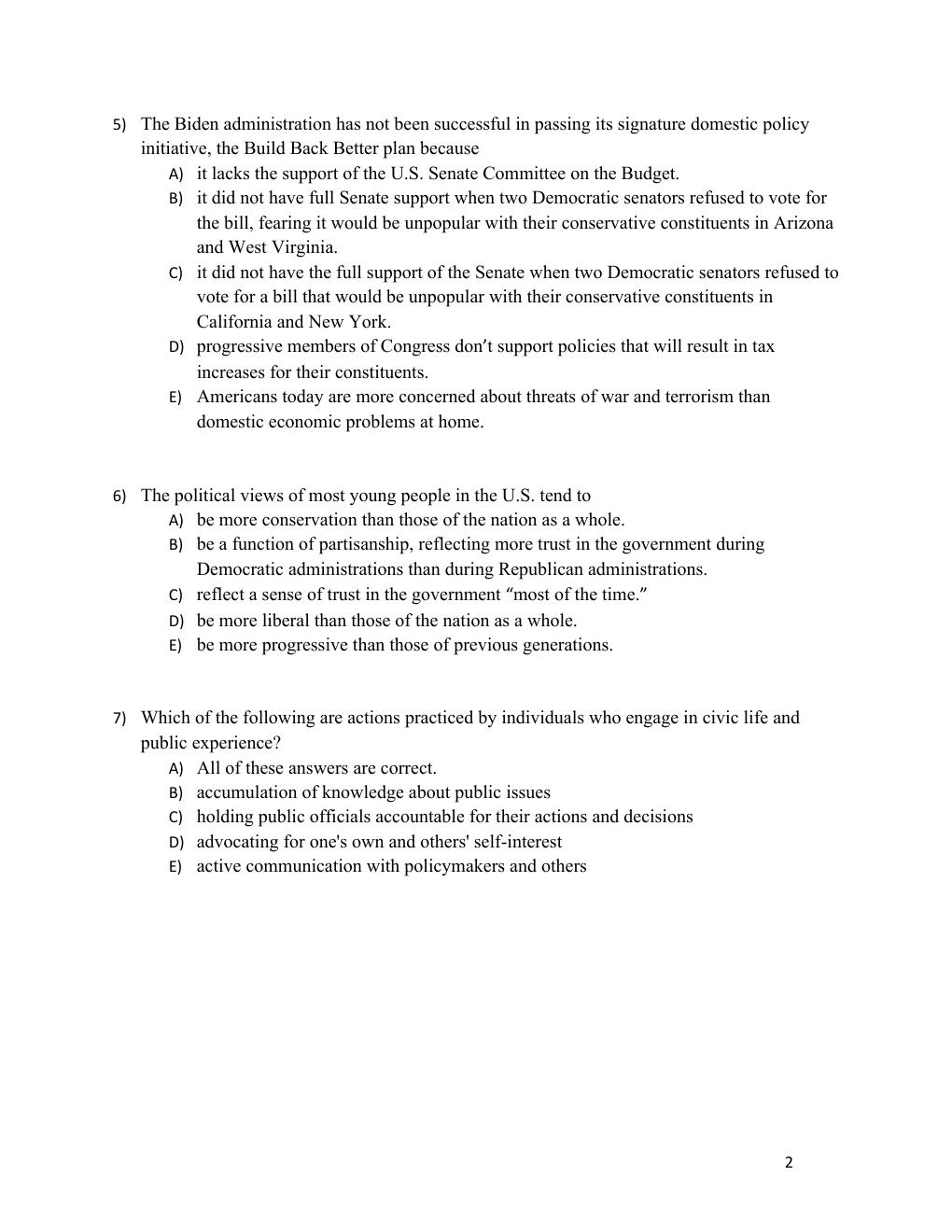 Preview page 2 of Test Bank American Democracy Now, Essentials, 8th Edition Harrison