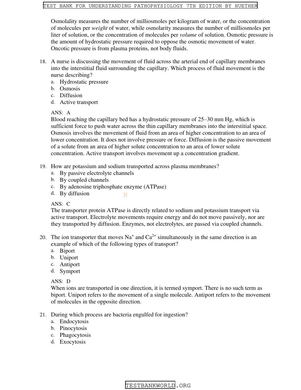 Preview page 5 of TEST BANK For Understanding Pathophysiology, 7th Edition By Huether