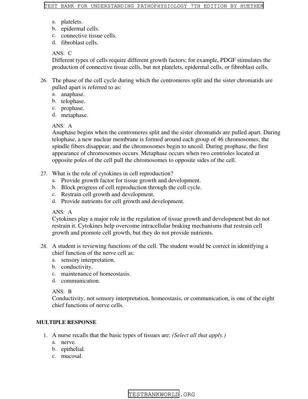 Preview page 7 of TEST BANK For Understanding Pathophysiology, 7th Edition By Huether