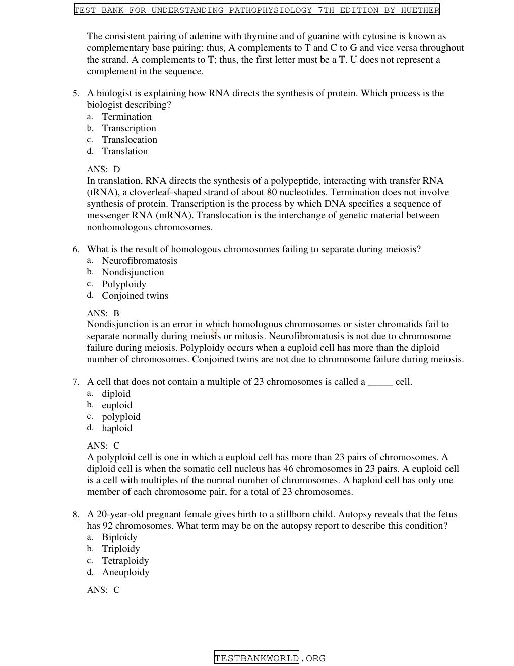 Preview page 10 of TEST BANK For Understanding Pathophysiology, 7th Edition By Huether