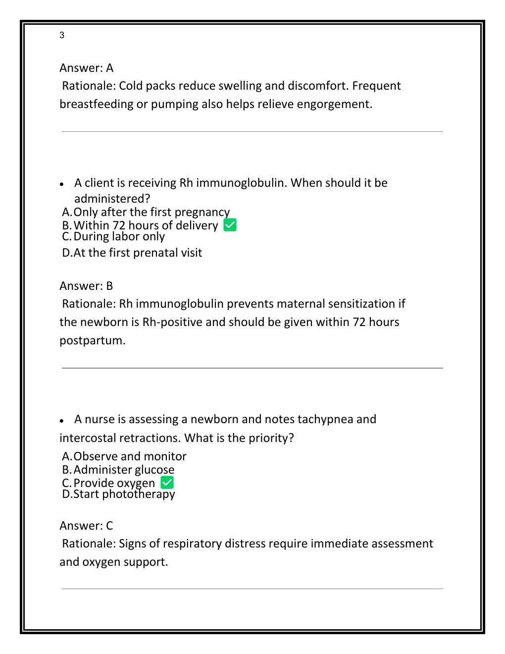 Preview page 3 of RN MATERNAL NEWBORN ATI PROCTORED EXAM