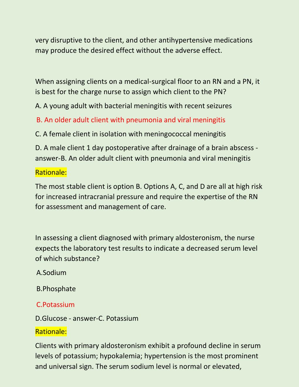 Preview page 5 of ATI MED SURG PROCTORED NEWEST TESTBANK  EXAM