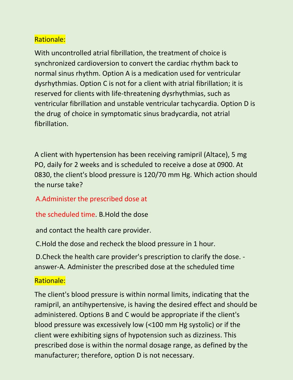 Preview page 7 of ATI MED SURG PROCTORED NEWEST TESTBANK  EXAM